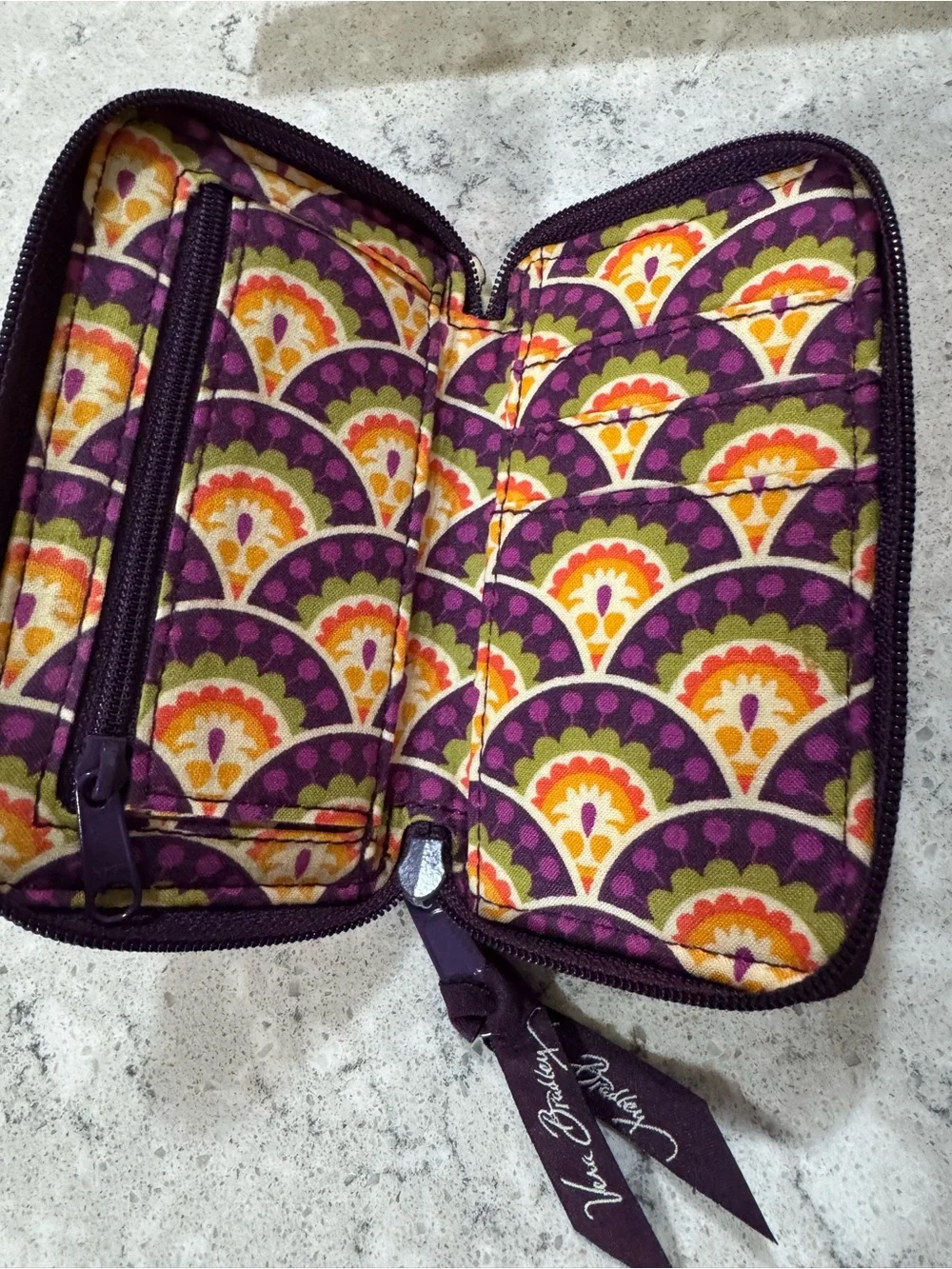 Vera Bradley Multicolor Quilted Wristlet Wallet in Purple and Teal